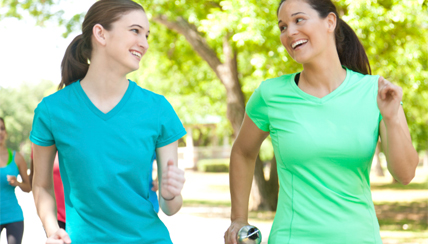 Two women walking for exercise