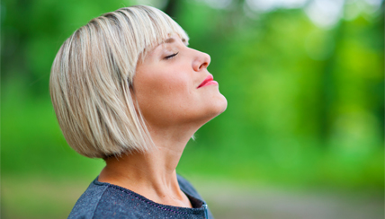 Woman breathing