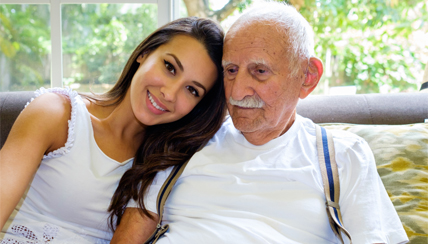 granddaughter caring for her grandfather