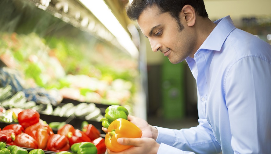 Man shopping for stuffed bell peppers