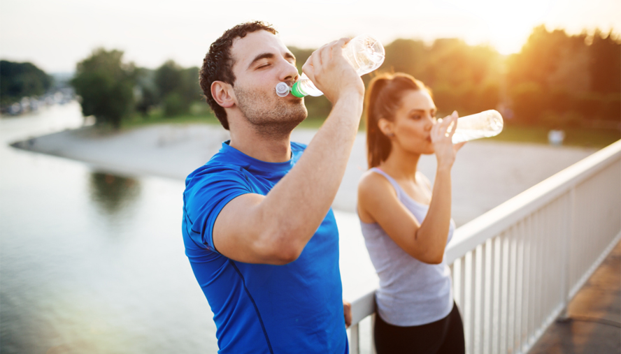 Couple drinking water