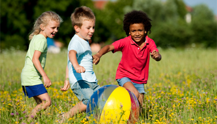 children playing in a field