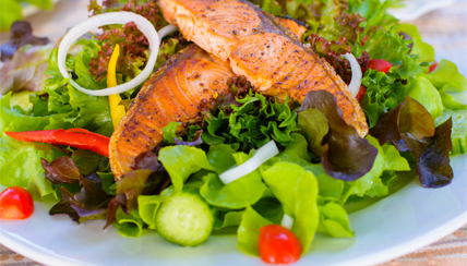 Grilled Salmon Salad with Raspberry Dijon Vinaigrette