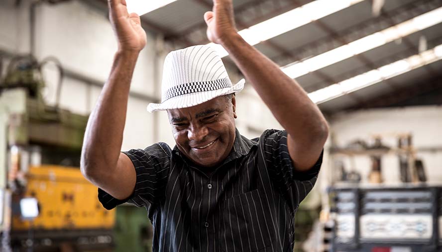 Man celebrating he is tobacco free