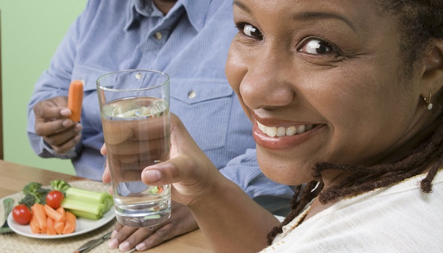 Woman eating healthy food