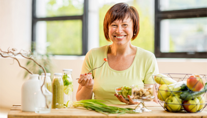 woman at kitchen table