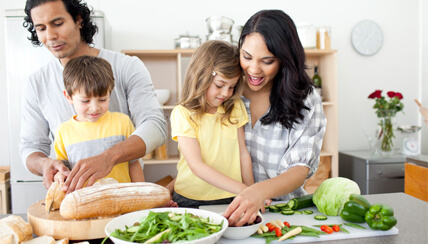 Family preparing a healthy meal