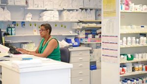 Pharmacy technician working in the pharmacy