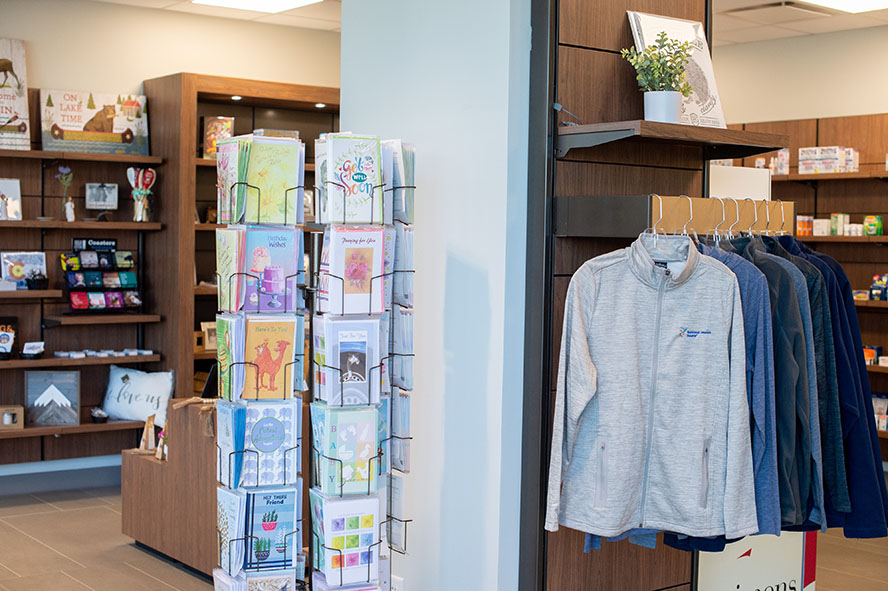 Gift shop interior - shirts and cards